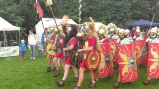 Roman Reenactment at the Amphitheatre in Caerleon Marching In [upl. by Akirat551]