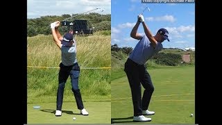 Justin Thomas golf swing  Long Iron faceon amp downtheline July 2017 [upl. by Blithe911]