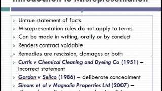 Misrepresentation Lecture 1 of 4 [upl. by Nosiaj560]